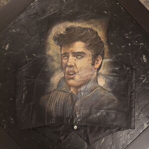 Elvis Presley Vintage Hand Painted Patchwork Leather Vest OOAK Mens Sz 48 XL